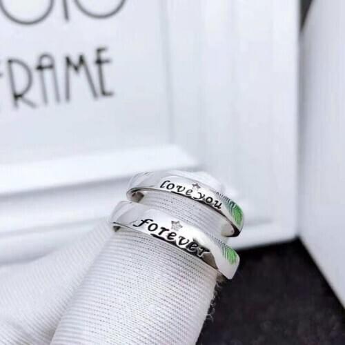 S925 Sterling Silver 925 Original Luxury Open Ended Rings Resizable Forever & Love you Charm Couple Ring Simple Fine Jewelry