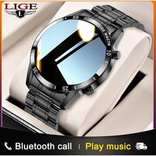 LIGE 2021 New Smart Watch Men Full Touch Screen Sports Fitness Watch IP67 Waterproof Bluetooth For Android ios smartwatch Mens