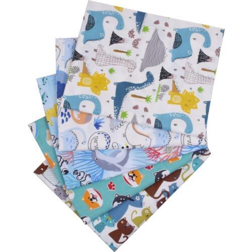 Dinosaur Dog Cat Animals Printed 100% Cotton Child Fabric, Patchwork Cloth, DIY Sewing Quilting Bed Sheet Material For Baby