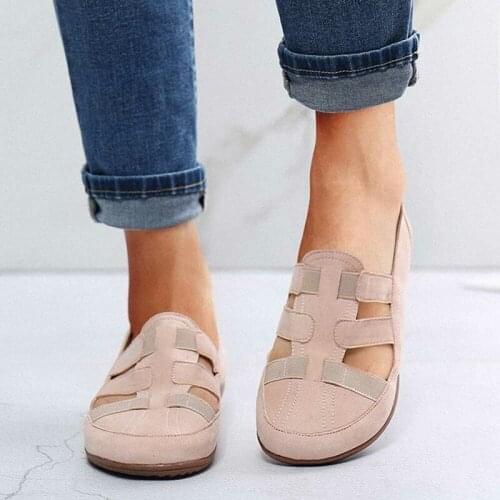 Leather Women Flats Hollow Woman Shoes Summer Womens Loafers Breathable Beach Female Sandals Big Size