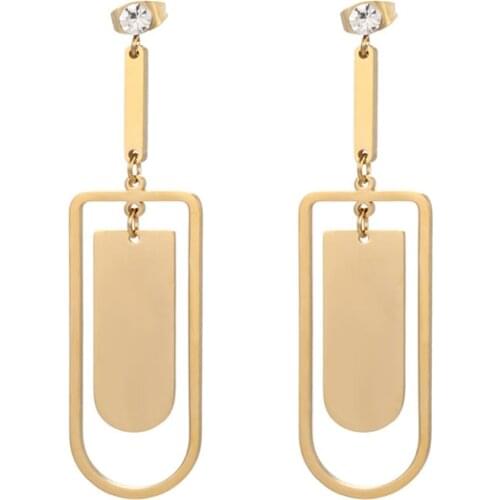 Titanium Steel Dangle Earrings for Women Gold Color Geometric Custom Name Drop Earring Bijoux Femme Earrings 2021 Trend