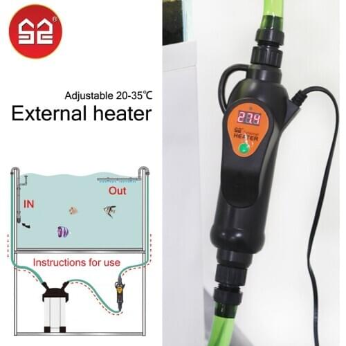 Sunsun 220-240V/50Hz 300W/500W Aquarium External Heater Fish Tank Adjustable 20-35℃ Temperature Control Sensitive Display