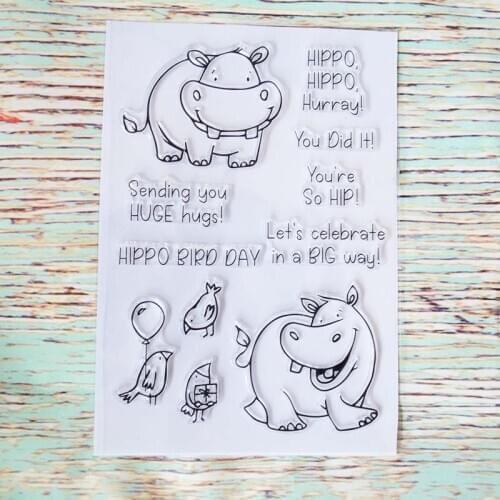 Hippo birthday transparent clear stamp/coordinating die DIY Scrapbooking/Card Making/Kids Christmas Fun Decoration Supplies