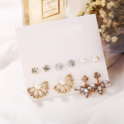 Yobest Womens Pearl Flower Crystal Drop Earrings Girls Elegant Gold color Flower Ball Ear Jewelry Gift