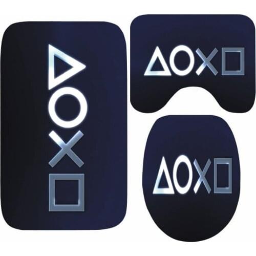 Funny Non Slip Shower Mat for Bathroom Playstation Controller Buttons Gaming Toilet Rug Carpet Game Gamer Floor Mat Set Bathroom