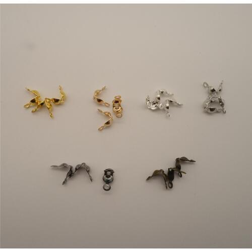 200pcs 4*7mm Gold Color Connector Clasps Fit Ball Chain Calottes End Crimps Beads Connectors Components For DIY Jewelry Making