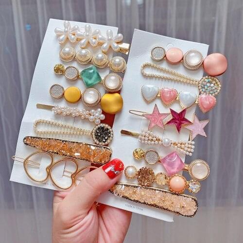 Women Pearl Hair Clip Set Acrylic Acetate Hairpin Combination Hair Accessories 4 pcs 6 pcs 7 pcs 8 pcs