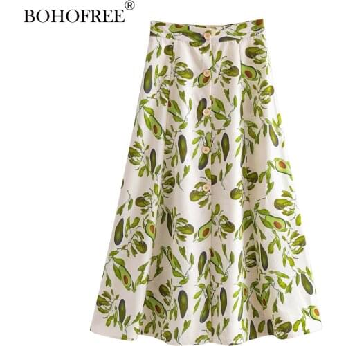 2020 Spring New Bohemian Style Green Solid Avocado Floral print Vestido Fashion Fresh Women Skirts Dress