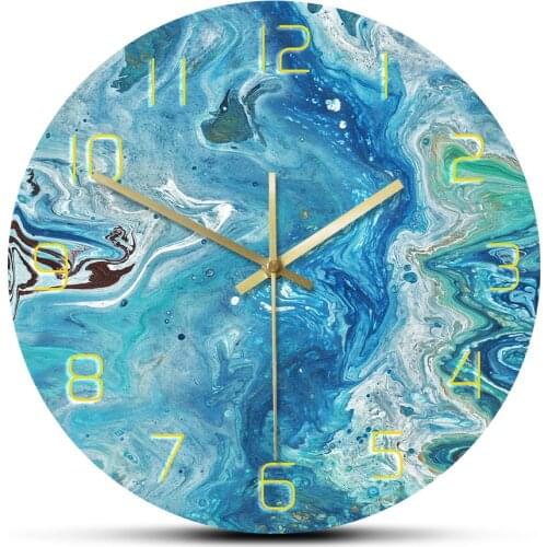 Fluid Art Abstract Poured Paint Artwork Decorative Wall Clock Marble Pattern Printed Wall Clock Contemporary Interior Art Decor