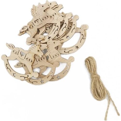 10pcs Christmas Ornaments Gift Tags with Hemp Rope Unfinished Wood Ornaments Wood Slice DIY for Hanging Decoration
