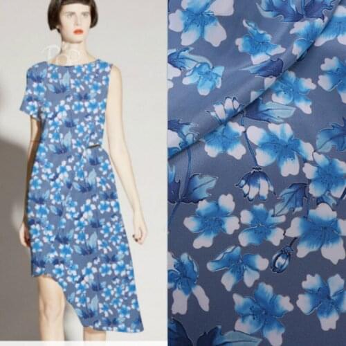 100% Mulberry Silk Digital Printing Crepe De Chine Silk Fabric Summer Breathable Soft Dress Cloth Sewing Material by Meter