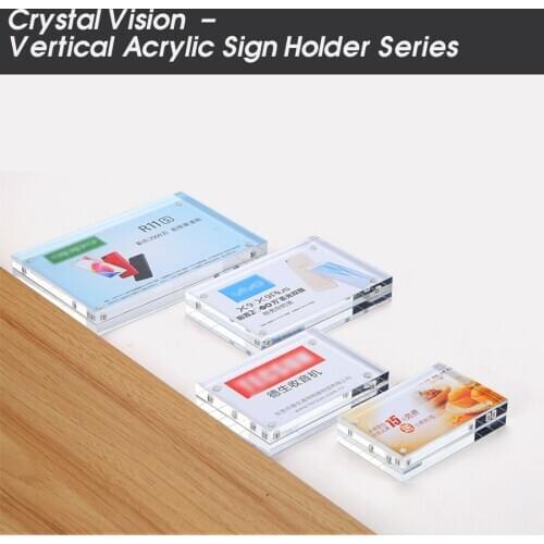 150*100mm A6 Acrylic Block Sign Holder Stand Magnetic Picture Photo Frame Advertising Paper Display Stand