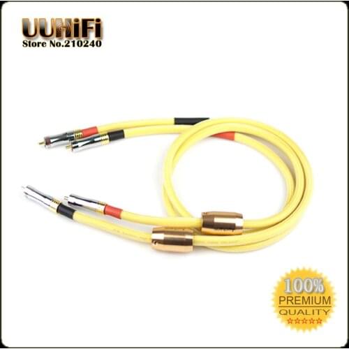2PCS/pair High Quality HIFI RCA Cable 4N OFC Silver-plated Copper RCA To RCA Audio signal cable for DAC Amplifier / Yellow