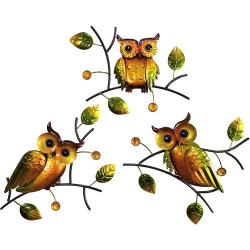 3pcs Owl Wall Mount Sticker Nursery Bas Relief Sculpture Wall Home Ornament