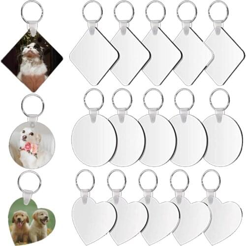 30 Pcs Sublimation Keychain Blanks Heat Transfer Double-Side Keyrings Ornaments 19QB