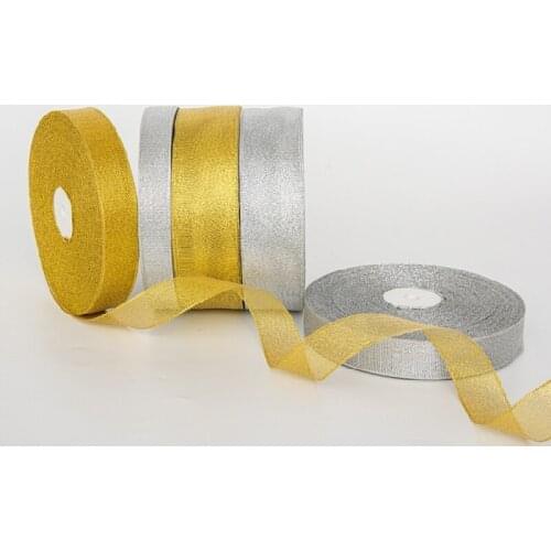 6/10/15/20/25/40/50mmGold/silver Glitter Onion Ribbon for Wedding Home Cake Gift Wrapping DIY Craft Decor Supplies 22Meters/roll