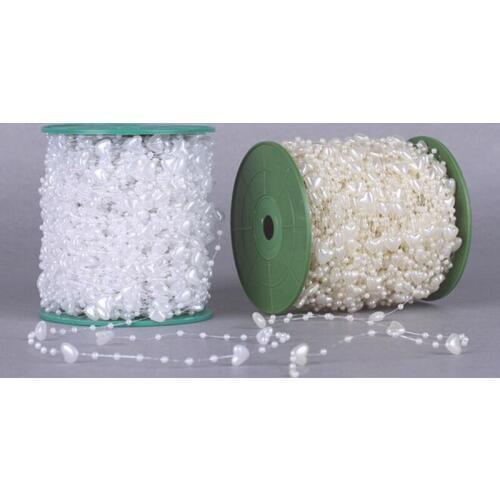 60 Meters/Spool Pure White/Ivory Heart ABS Pearls Beads Garland For Wedding Venue Bouquet Bride Hair Style Decoration