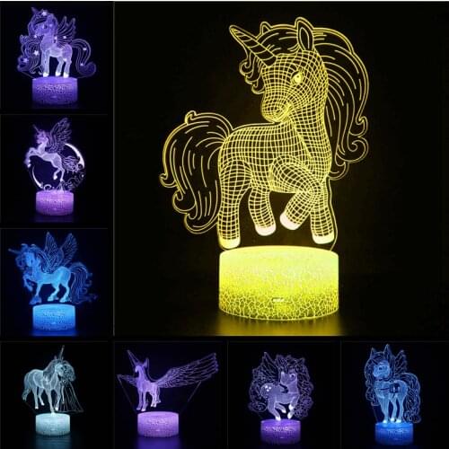Acrylic 3D Night Light Anime Unicorn Desktop Bedroom Bedside Decoration Light Cool Gifts for Men, Women and Children LED Lights