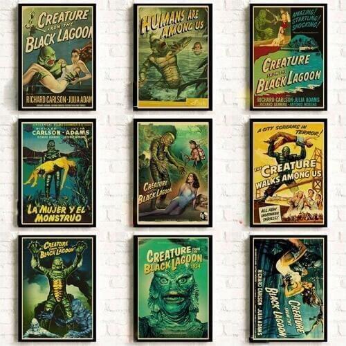 American Horror Movie Creature from the black lagoon Retro Posters Good Quality Wall Posters/Painting Wall sticker