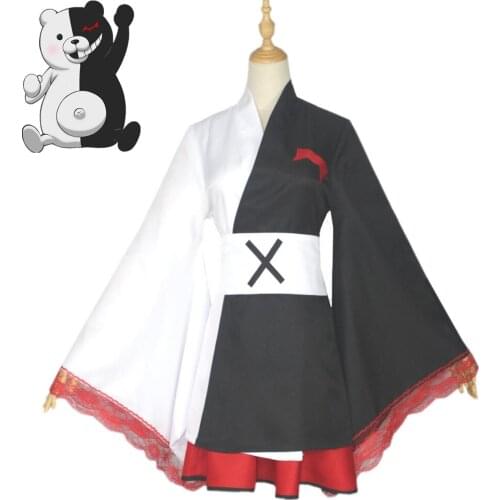 Anime Danganronpa Monokuma Cosplay Costumes Dangan Ronpa Kimono Pinafores Dresses Women Halloween Party Prop