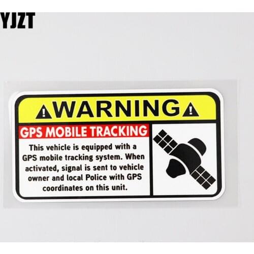 YJZT 11.8CM×5.9CM Car Sticker Warning GPS Mobile Tracking PVC Decal 12C-0484