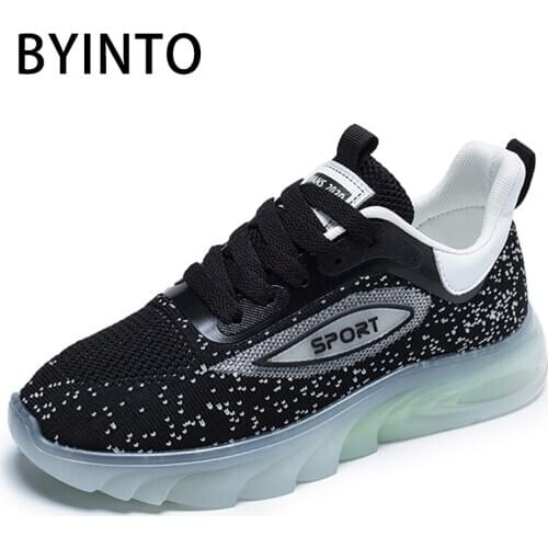 Basket Femme 2021 Women Sports Tennis Shoes Lighted Breathable Fly Weaving Sneakers Black Fitness Female Trainers Tenis Feminino