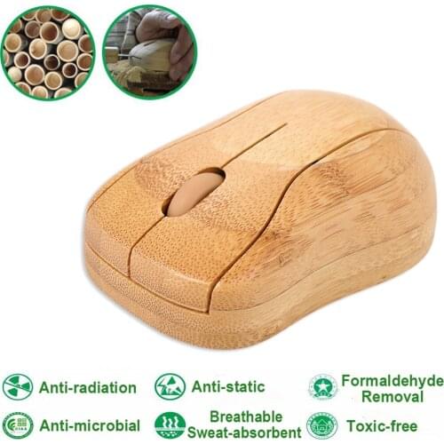 Wireless Optical Bamboo Mouse with USB Receiver for Notebook Laptop Desktop PC Computer
