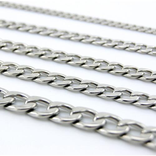 Sell in Meter Stainless Steel 3/5/6/6.8/7.4mm Thick Big Cuban Chain Curb Necklace Punk Style Man Chain DIY Jewelry Accessories