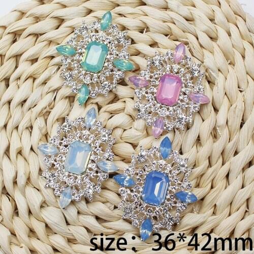 Creative2pcs 36*42mm alloy diamond-shaped powder protein rhinestone clothing decoration buckle DIY exquisite jewelry accessories