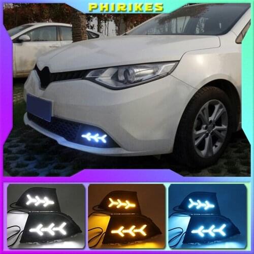 For MG GT 2014-2018 with Dynamic moving yellow turn signal and blue night light LED DRL daytime running light