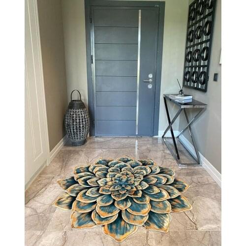 Home Decoration Flower Pattern Carpet Laser-Cut Anti-Slip Soles Foal Feather Surface Cold-Proof Dust Stain resistant