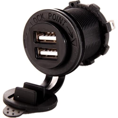Dual Usb Charger Waterproof Socket Outlet 2.1 Amp Panel Mount Motorcycle 12v Power Cigarette Lighter Holder Gps Adapter