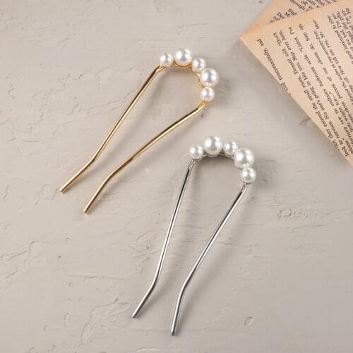 Fairy Pearl Hairpin Female Hair Stick Female Pearl U shaped Hair Clip Elegant Hair Accessories Headdress Girls Headwear