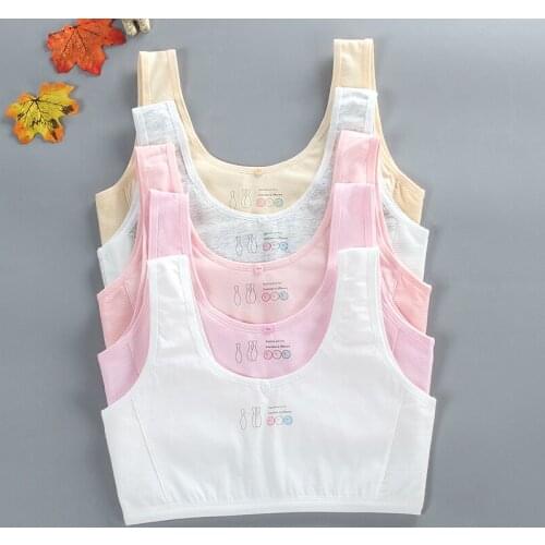 Cotton Girls Training Bra Kids Puberty Vests Sport Tops Tanks Students Bras Children Girls Teen Underwear for 8-16 Years Old