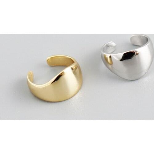 KAMIRA Real 925 Sterling Silver Gothic Luxury Fake Cartilage Smooth Ear Clip Earrings for Women Punk Non-Piercing Couple Jewelry