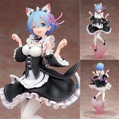 Kawaii Anime Re:ZERO Starting Life in Another World Rem Cat Ear Ver. PVC Action Figure Collectible Model Kids Toys Doll Gifts