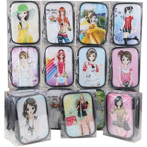 Beautiful women new doll makeup Cosmetic Pouch organizer case Travel box bag waterproof mirror leather free shipping
