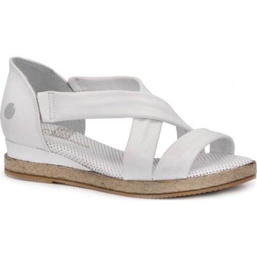 Mammamia D21YS 1115 White 2021 Summer Women Slippers Sandals Genuine Cow Leather Zipper Cross Strappy Daily Casual Use Comfortable