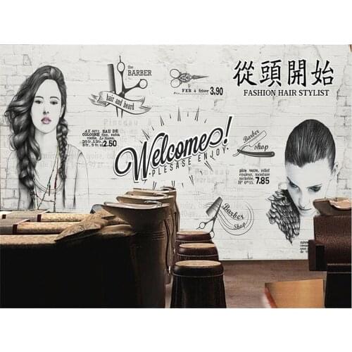 Beibehang Fashion European and American industrial style cement wall beauty salon barber shop background wall custom wallpaper