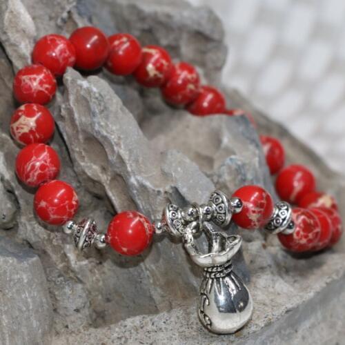 Factory price fashion women high grade natural red imperial king stone round beads 8mm diy strand bracelet jewels 7.5inch B2003