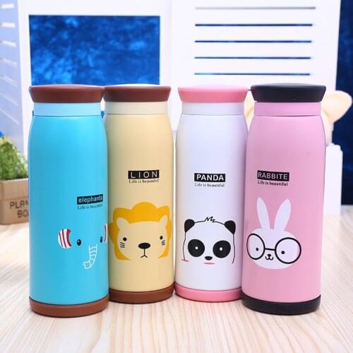 Cartoon Vacuum Cup Insulated Double Wall 304 Stainless Steel Mugs lovely water bottles 4 patterns available