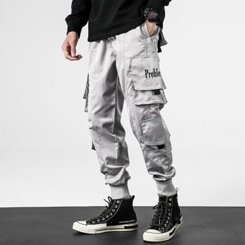 2010 Men Fashion Casual Pants Mens Streetwear Black Harem Elastic Waist Punk Long Pants Male Hip Hop Jogger Pocket Trousers 3XL