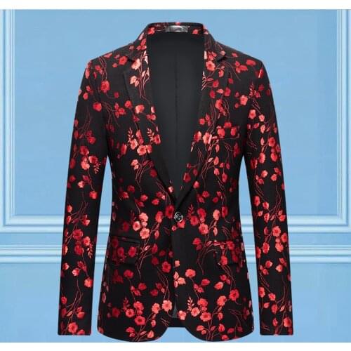 2021 Mens Autumn New Pattern Print Leisure blazer Youth Slim Banquet Dress