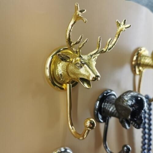 Deer Head wall hook Animal Key for Hanging Clothes Hat Scarf Metal Deer Horns Hanger Home Rack wall Decoration