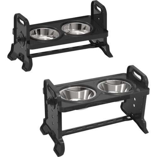 Anti-Slip Elevated Double Dog Bowls Adjustable Height Pet Feeding Dish Feeder Dropship