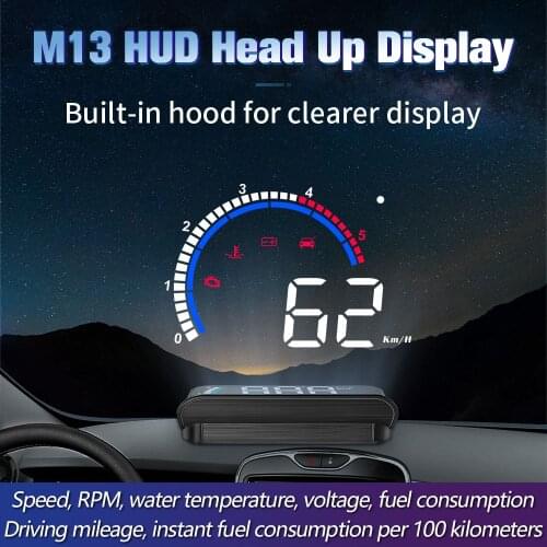 Newest M13 HUD OBD2 Head Up Display Car MPH Auto Electronics Overspeed Warning Windshield Projector Alarm System Car Accessories