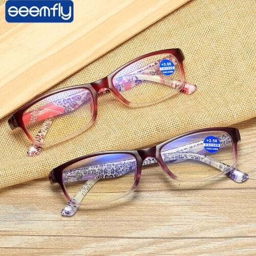 Seemfly PC lens Ultra Light Reading Glasses for Women Presbyopia Hyperopia Eyeglasses Anti-blue Light Eyewear Frame +1.0 1.5 2.0