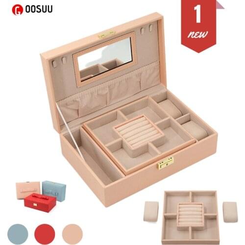 PU Jewelry Organizer Box Bow Flat Box MakeUp Bracelets Earring&Ring Casket Packaging Case Necklace container Collection gift