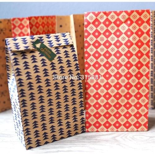 Christmas Kraft Paper Bag,Christmas gift wrapping bag, Snacks Candy Packaging Bag 30pcs/lot