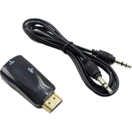 Durable Hdmi-compatible To Vga Adapter With Audio Converter Male To Female Audio For Pc Laptop Hdtv Dvd Good Performance